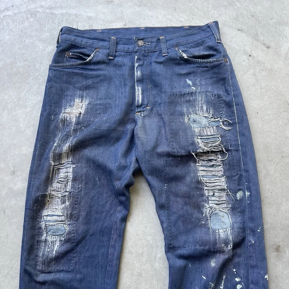 Vintage‎ 50s 60s Ranchcraft Jeans Blue Distressed Repaired Denim USA Talon 32x30